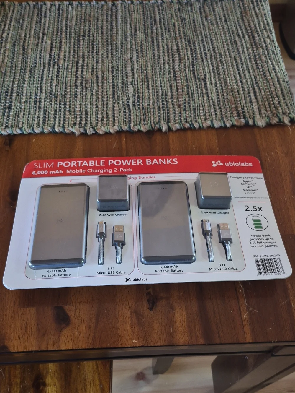 Slim Portable Power Banks 2-Pack 6000mAh Silver